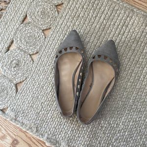 Gray suede pointed toe flats